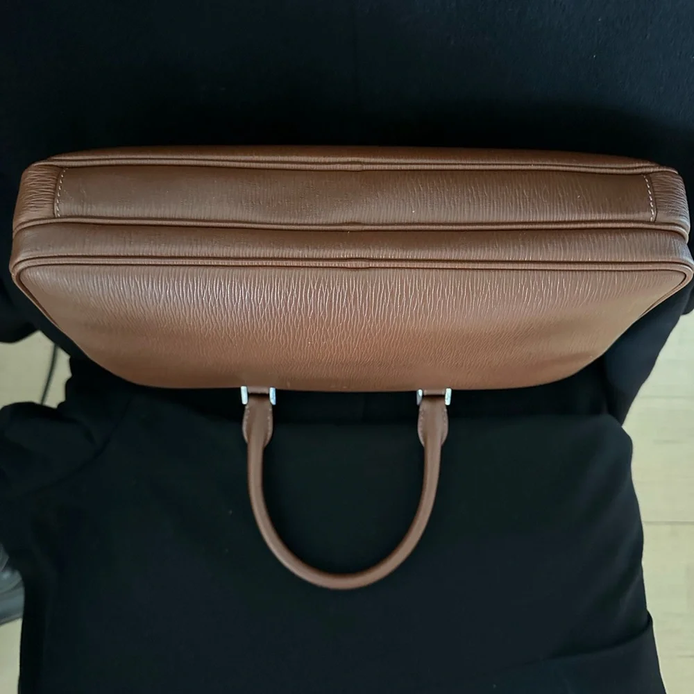 Salvatore Ferragamo Tan Leather Briefcase